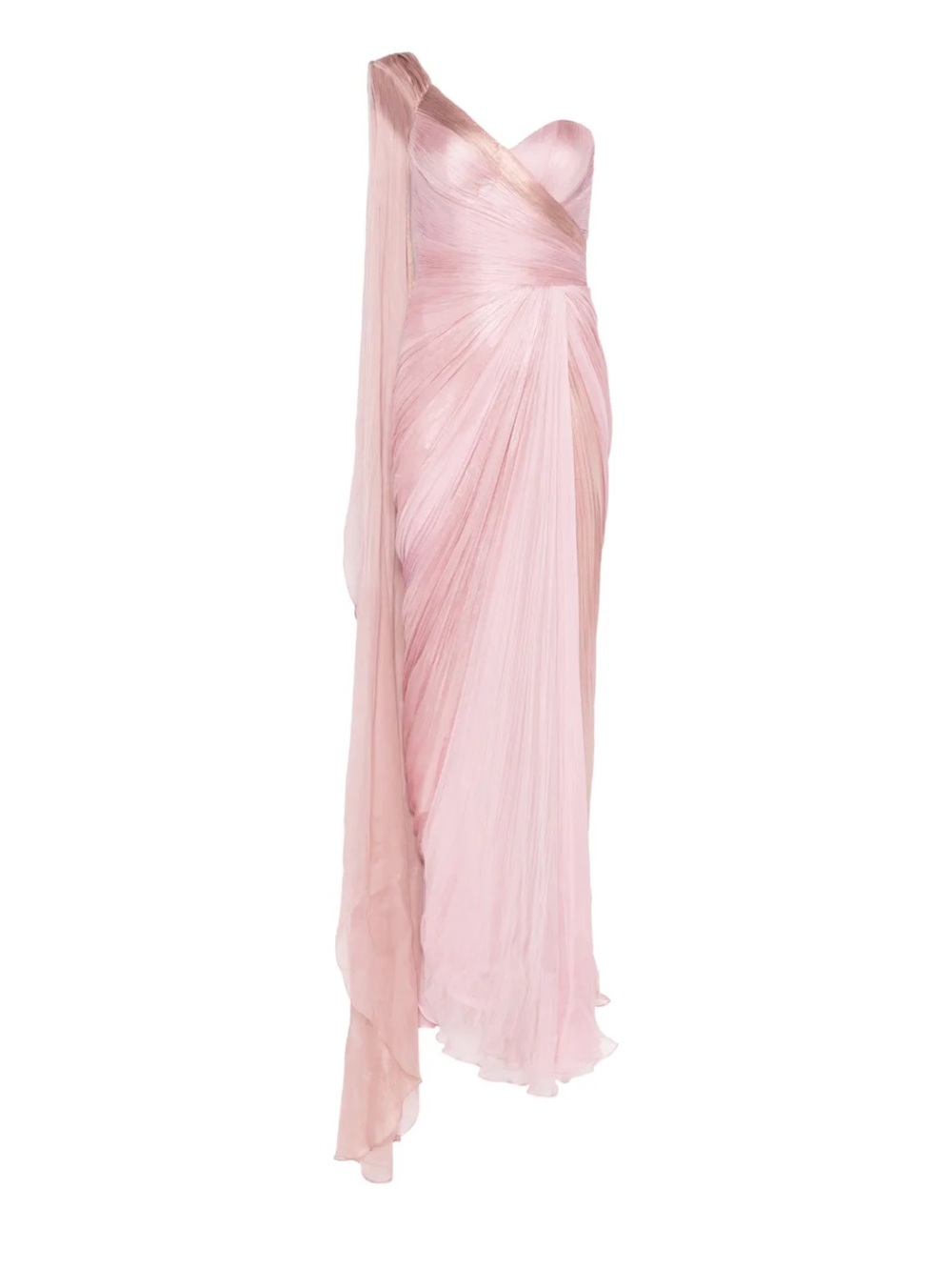 One-Shoulder Dusty Pink Chiffon Evening Gown